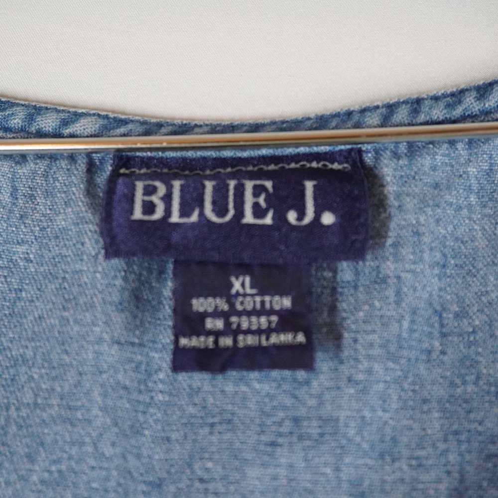 VTG Blue J Denim Jumper Dress XL Blue Button Cargo Pocket Midi Casual Teacher - Picture 8 of 12